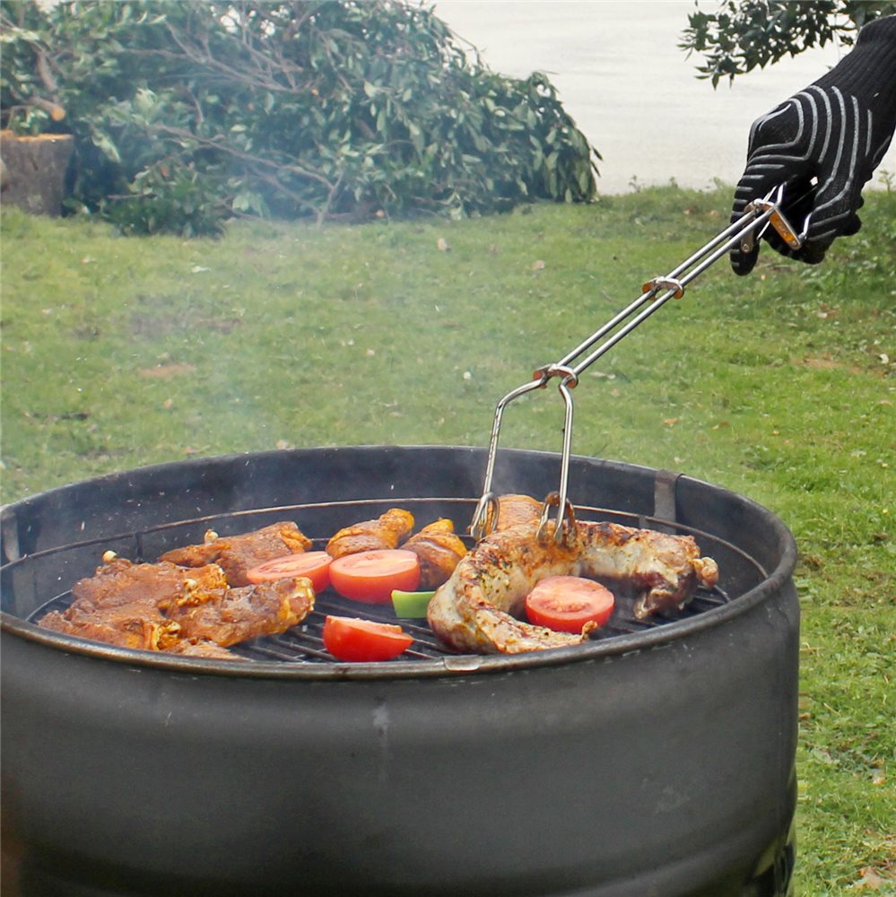 Decopatent® Pince à poisson pour BBQ avec manche en bois - Pince à poisson  barbecue 