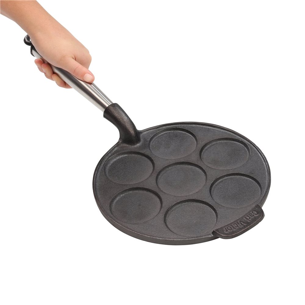 Poêle 7 mini blinis ou pancakes à induction fonte 26.5 cm Mathon 
