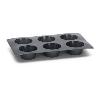 Moule 6 muffins silicone noir avec particules de métal